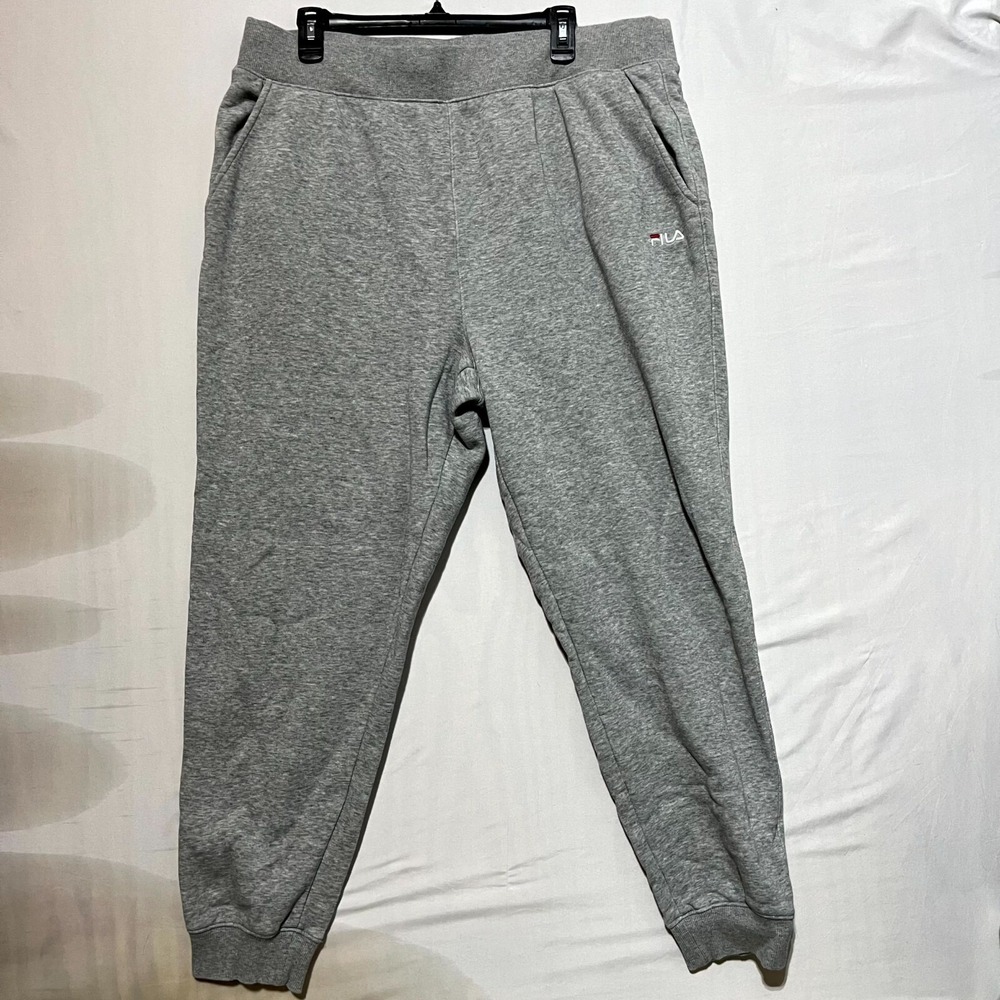 Fila Jogger Pants Men's 2XL‎ Heather Gray Fleece Lined Slash Pockets High-Rise